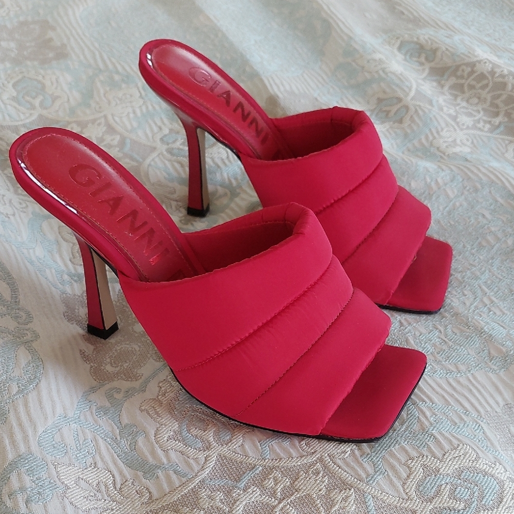 Gianni Bini Vibrant Red Quilted Mules